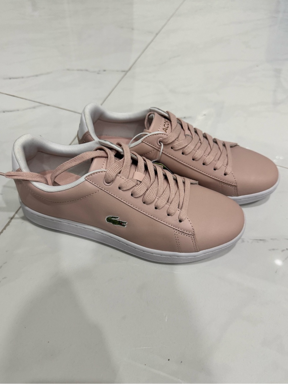 Lacoste Women’s Blush Pink Low-Top Leather Sneakers - Picture 3 of 5